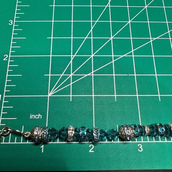 Blue Crystal Beads Sterling Silver Bracelet - Picture 7 of 7